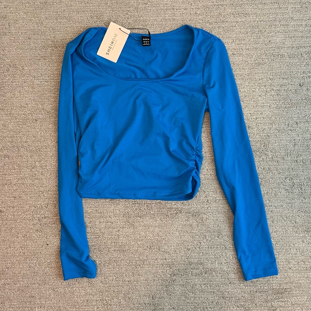 SHEIN Vibrant Blue Crop Top